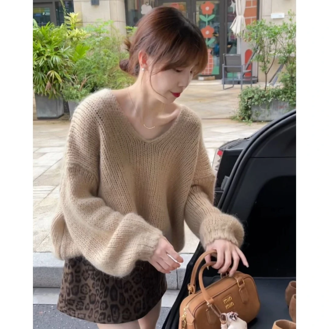 今年流行大码穿搭一整套2024新款慵懒风宽松保暖毛衣半身裙两件套