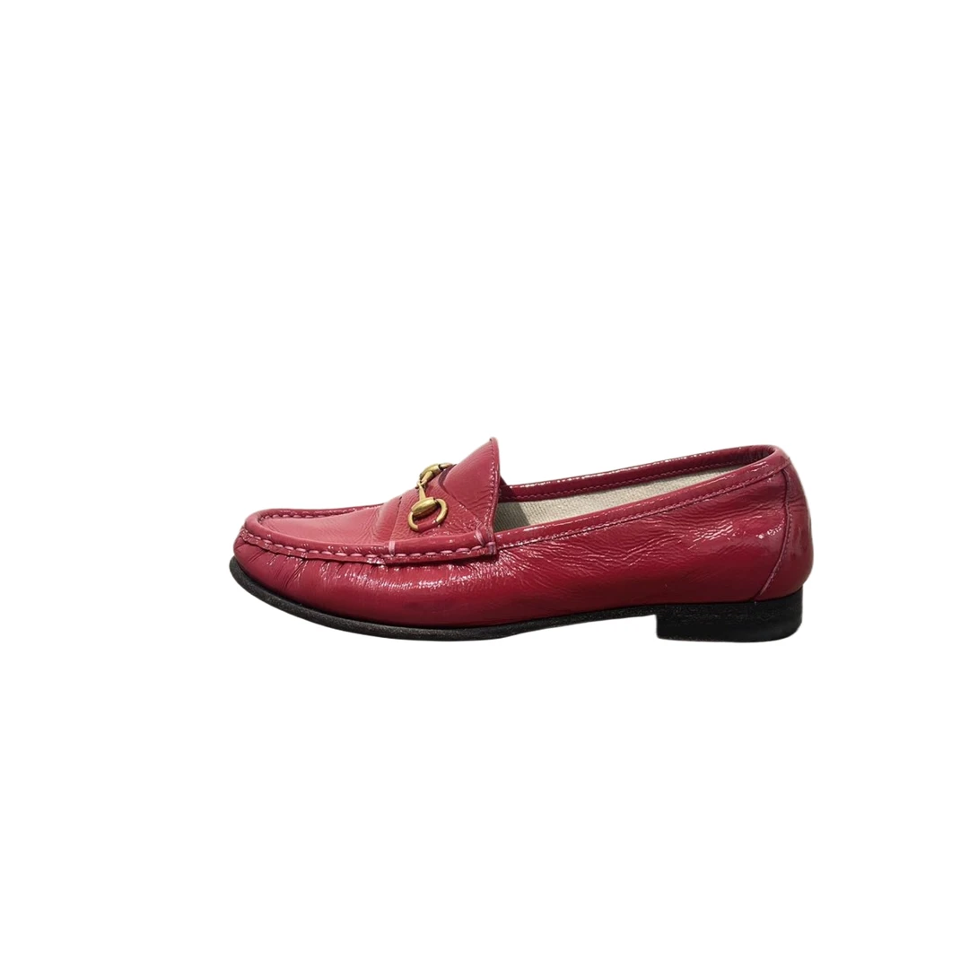 35.5码 GUCCI/古驰 马衔扣红色乐福鞋 95新 re7769