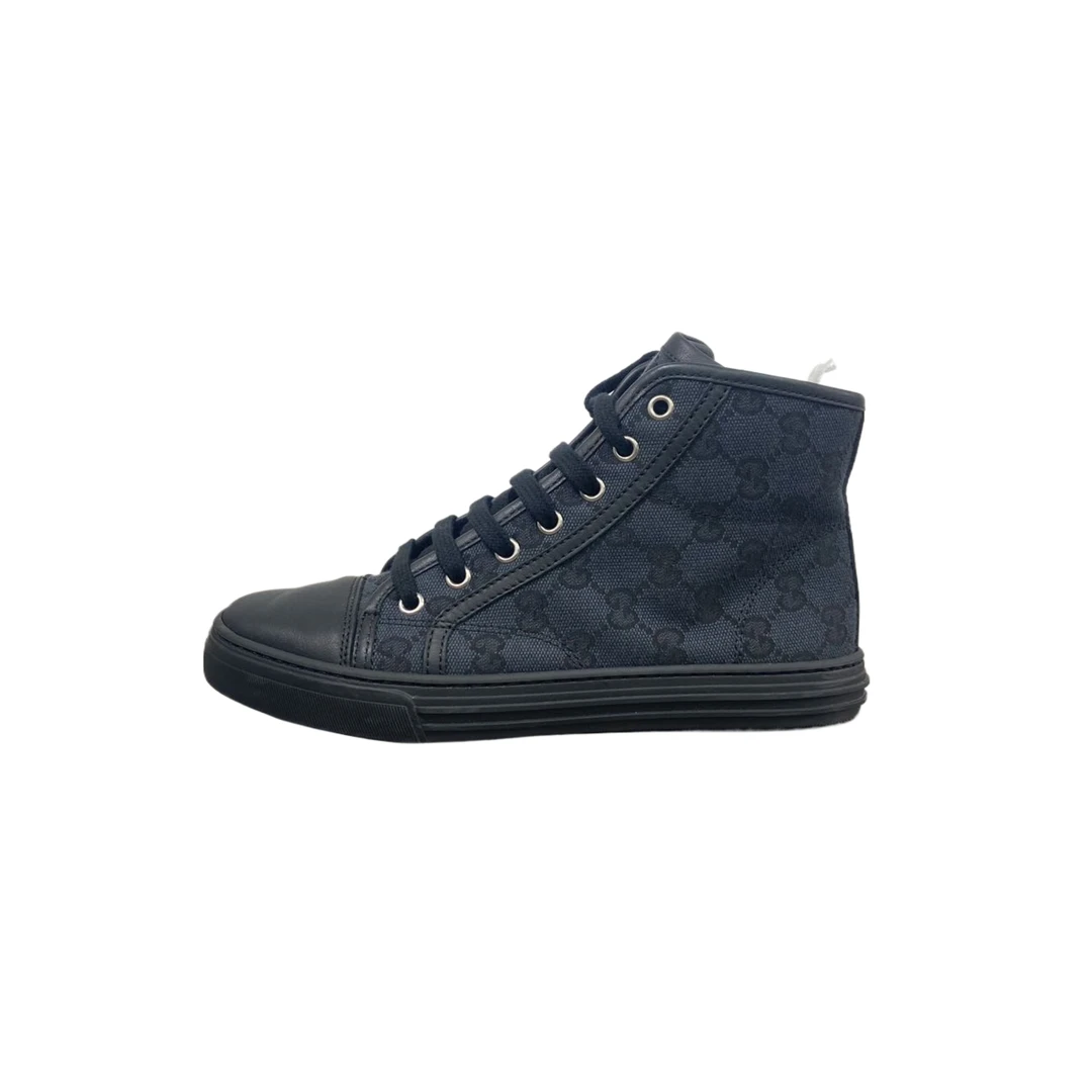 （99新）35码 GUCCI/古驰 （无鞋垫）黑色满印高帮板鞋  re7670