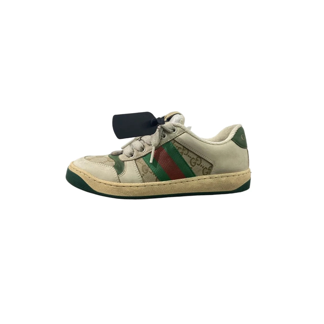 【福利】34.5码 GUCCI/古驰 老花绿尾脏脏鞋 95新 re7588