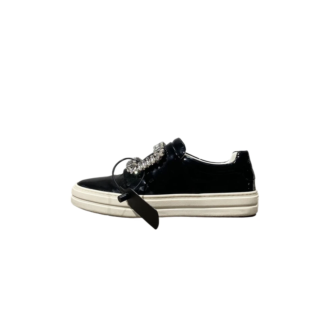 95新 Roger Vivier/罗杰·维威耶 35码 黑色方钻乐福鞋  re9239
