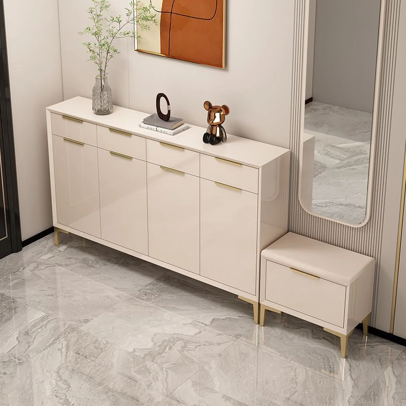 简约2023新款网红鞋柜入户门奶油风大容量超薄隔断餐厅意式轻奢