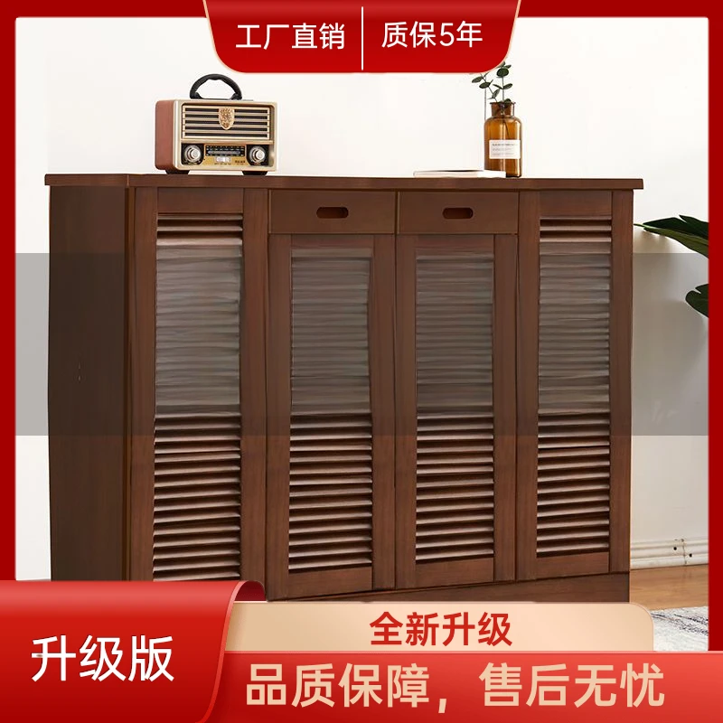 鞋柜免安装家用大容量隔断门口简约现代透气鞋柜实木客厅玄关阳台