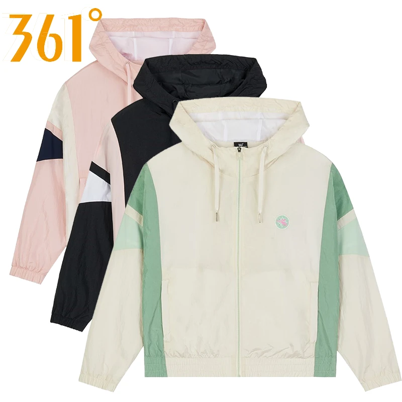 361°女装运动装学生休闲连帽单夹克速干跑步外套女562239002AN