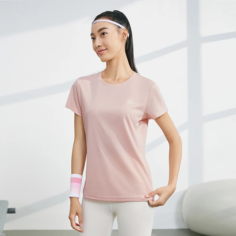 361°运动t恤女2023春季新款常规休闲上衣圆领透气短袖662324114