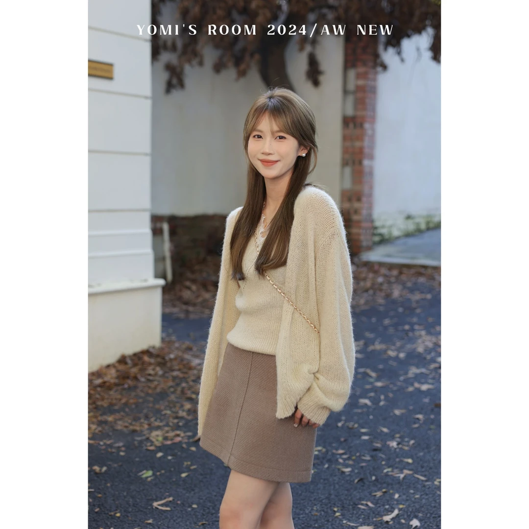 YOMI小个子定制【烟绯朦胧】毛针织衫小众休闲百搭两件套女秋季新款
