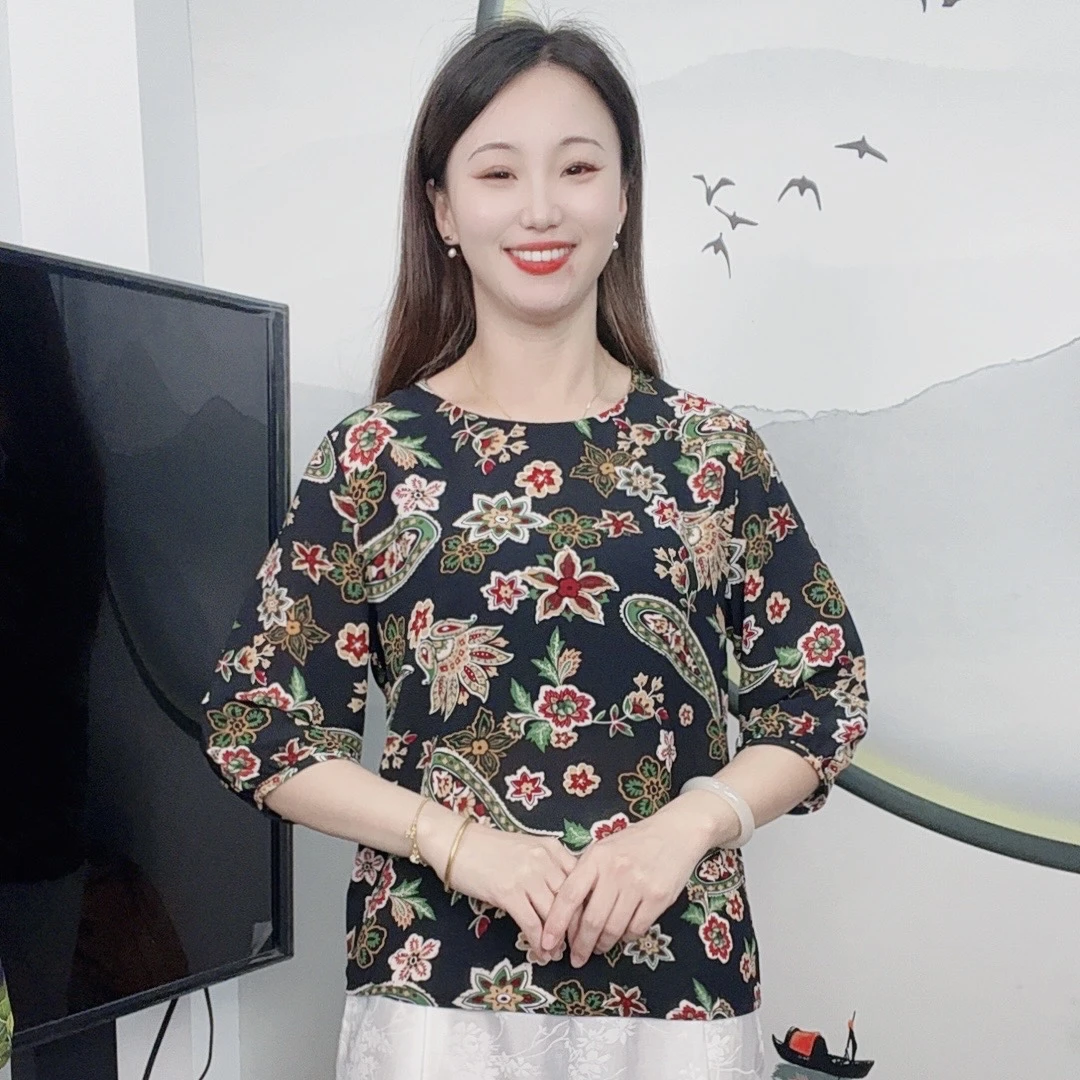 （黑色腰果）秋季新款长袖大码显瘦洋气减龄时尚妈妈装休闲女装