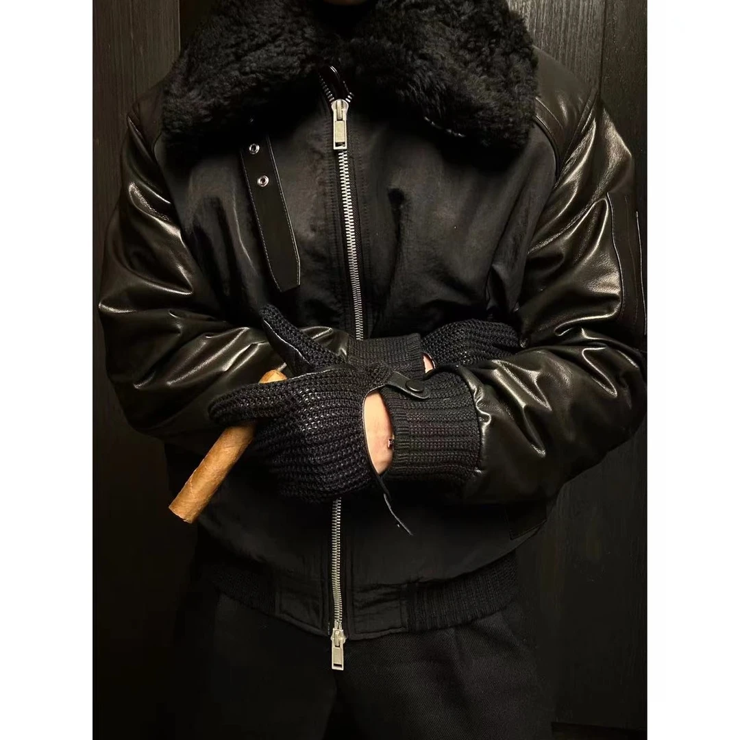 PIZHAN/皮展22-290皮展定制大毛领鹅绒服黑色时尚冬季保暖男士