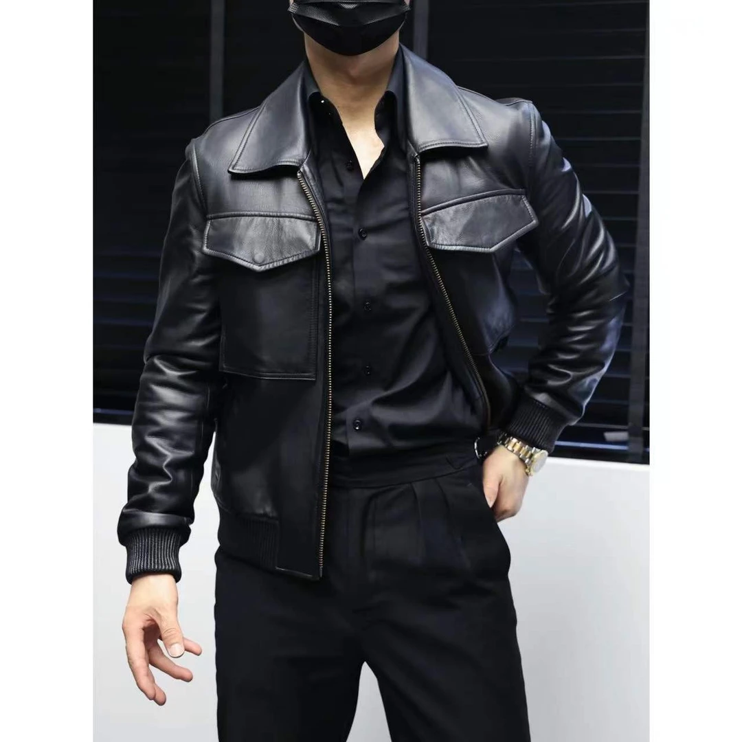 PIZHAN/皮展预售PZ7611皮展高定 “经典D家” 胎牛皮夹克百搭翻领