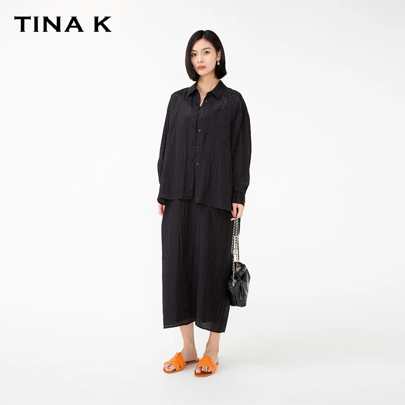 TinaK高级感女士国风衬衫宽松长款夏季CS0206