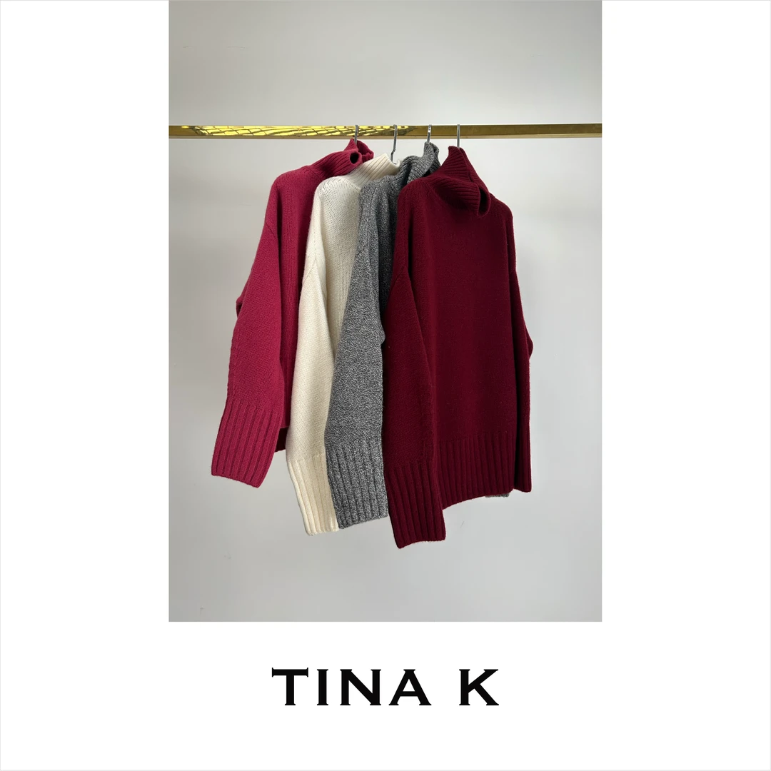 TinaK全毛高领廓形毛衣长袖打底时尚百搭秋冬MY224098