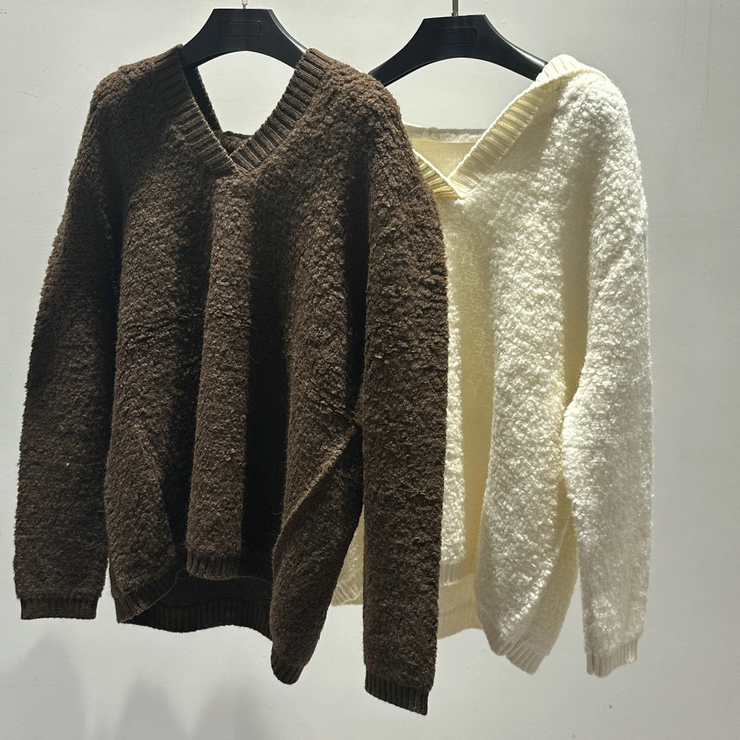 TinaK羊驼毛卫衣宽松连帽秋冬休闲针织衫长袖 MY00094