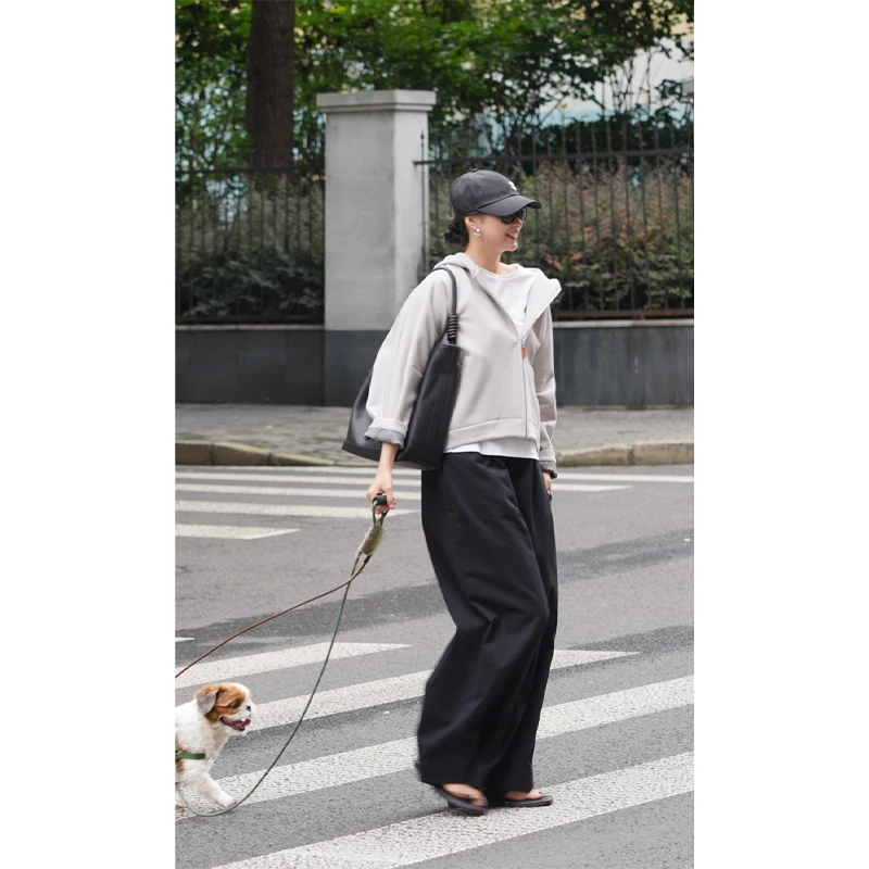 TinaK设计师春秋短外套极简风春季连帽卫衣针织百搭长袖SY0208