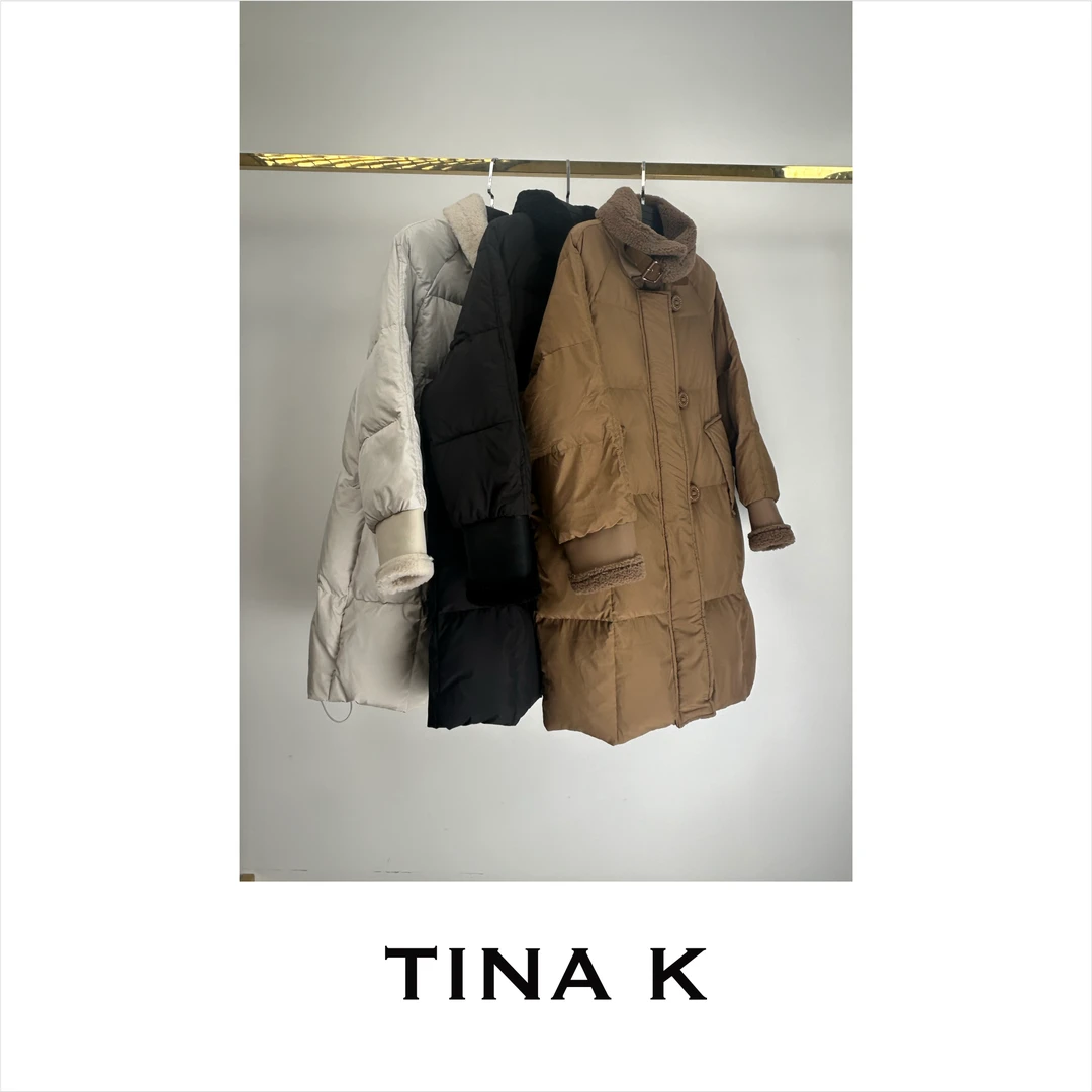 TinaK皮毛一体拼接羽绒服休闲时尚简约保暖冬季YR224079