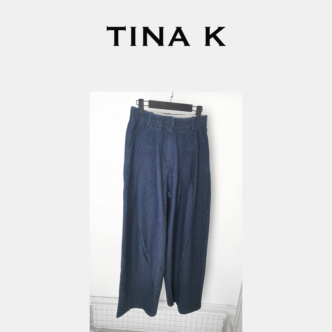 棉质水洗做旧中腰橡筋牛仔香蕉裤KZ224022