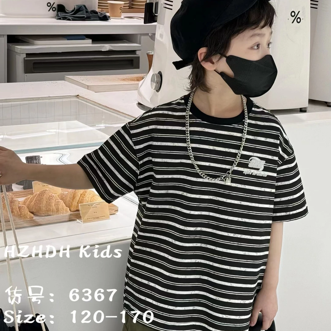 中大童2024夏季新款6367男女童休闲时尚百搭短袖丁达尔穿搭