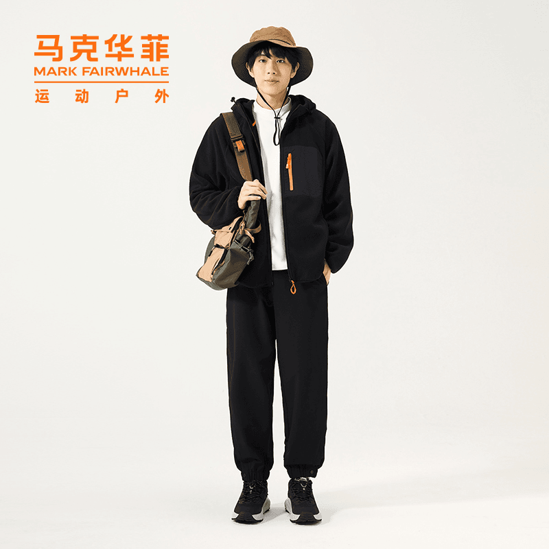 马克华菲秋冬潮流抓绒外套情侣户外休闲连帽宽松加绒保暖加厚外套