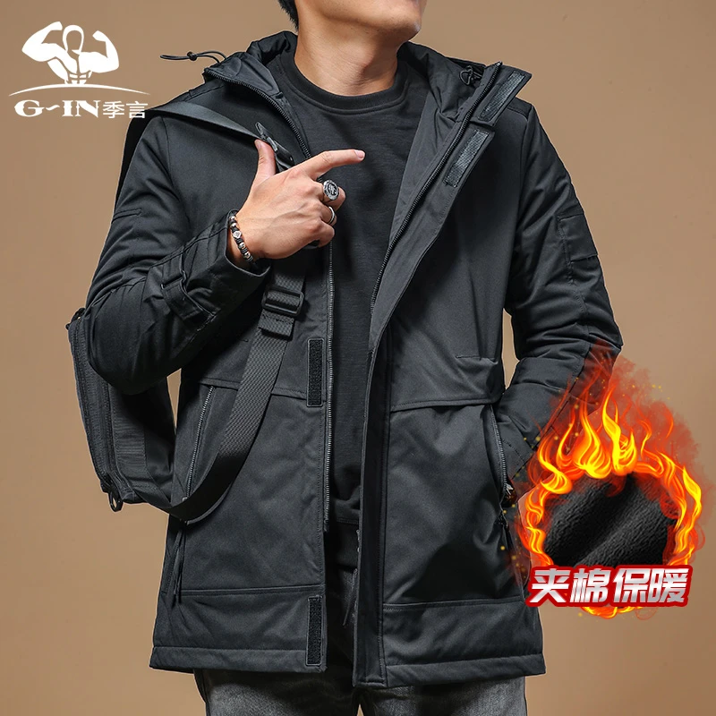 季言外套男冬款棉服连帽中长款潮牌 加厚防寒防风保暖休闲棉袄潮