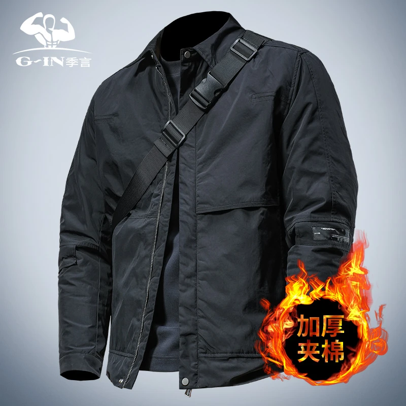 季言棉服男秋冬季2025新款潮牌外套防风休闲翻领加厚夹克保暖棉衣