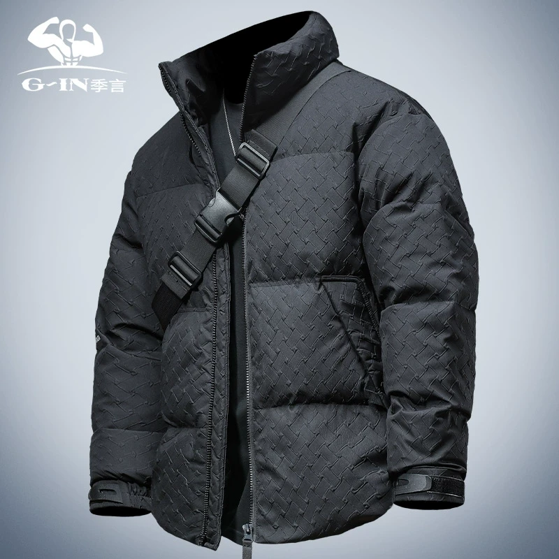 季言男士高端轻奢羽绒服冬季加厚保暖白鸭绒 防泼水立领外套男