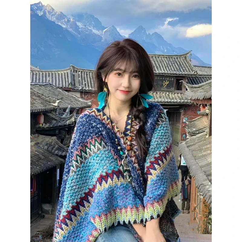 披肩女2023新款秋冬民族风云南特色丽江大理斗篷披风外搭时尚洋气