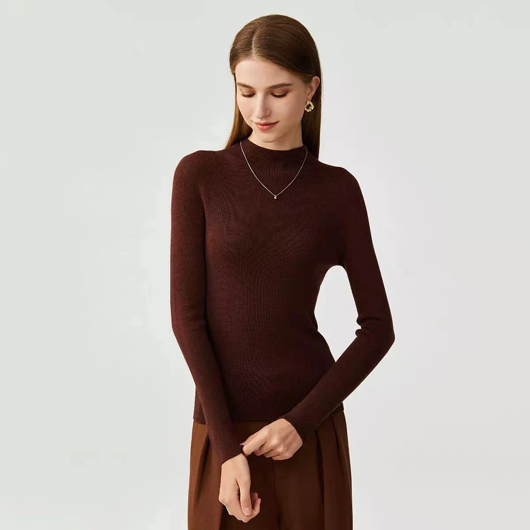 【精纺羊毛 可机洗】半高领女式羊毛衫24DAK0395