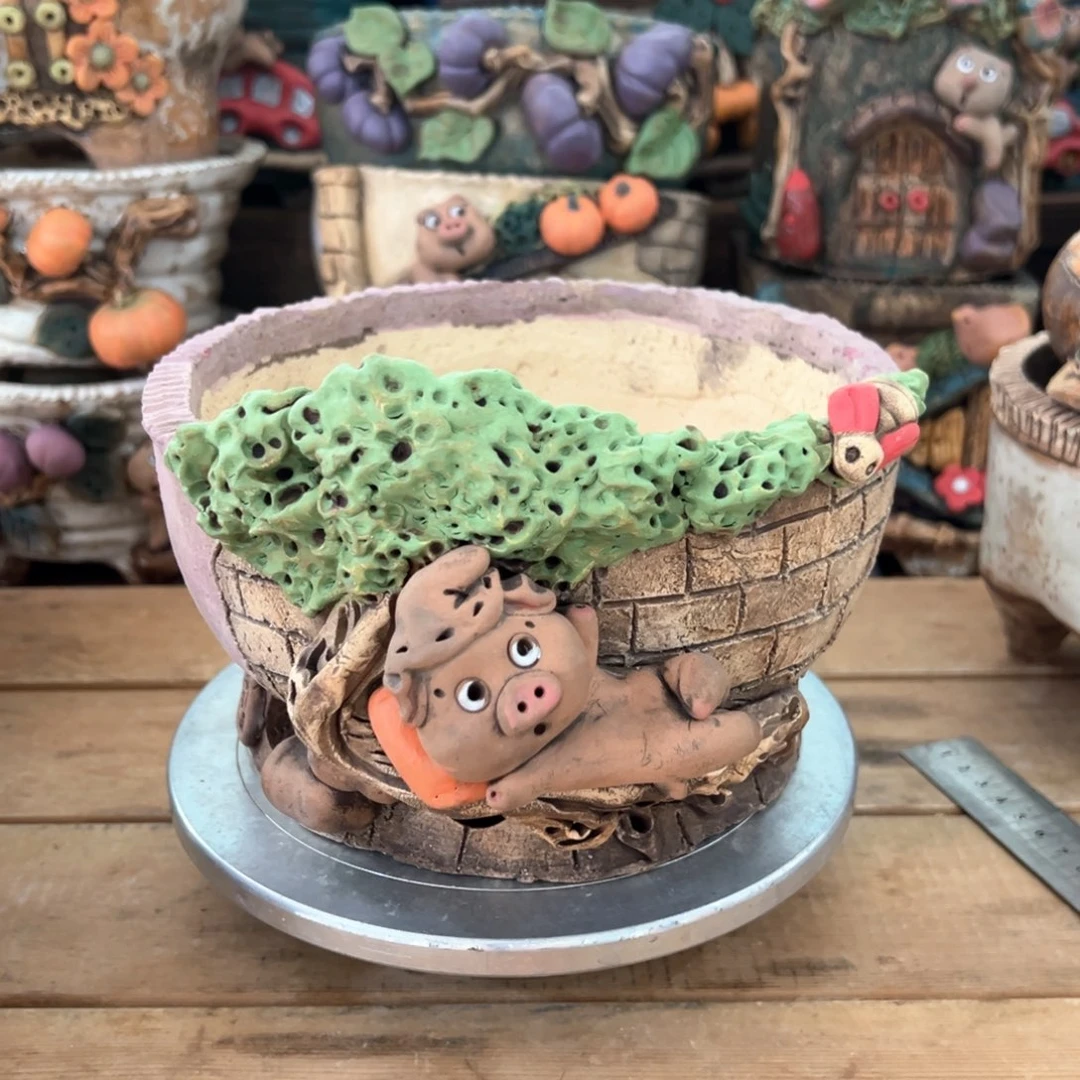 红陶嘻哈多肉花盆