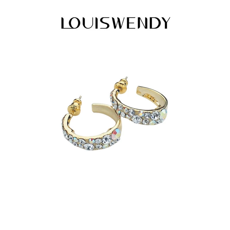 铜合金耳饰 彩色满钻大耳圈高级感耳圈耳环轻奢耳饰女银针-0285