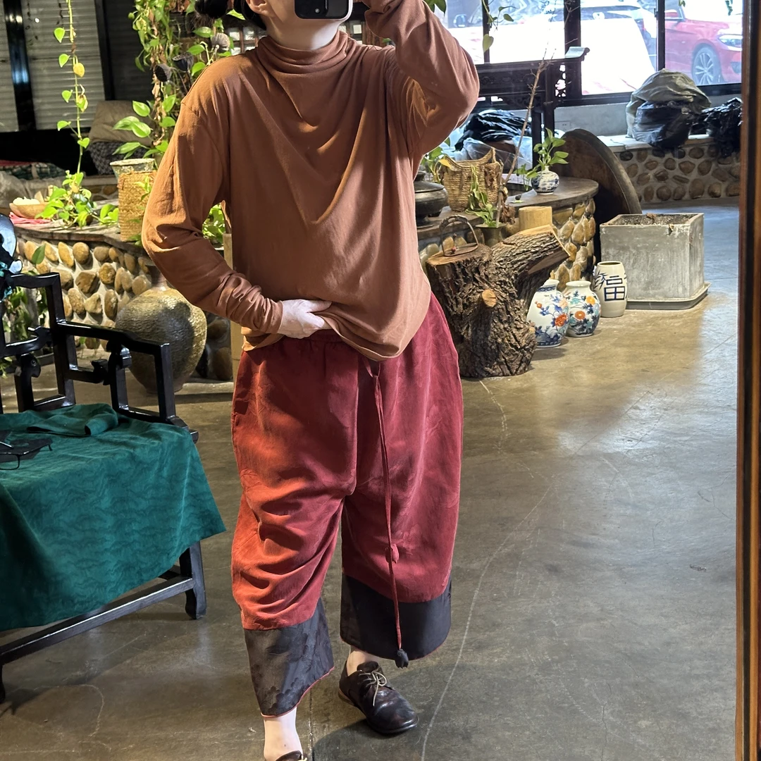 Ma huan xi/麻欢喜江掌柜私人定制小重锻个性直筒裤