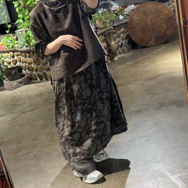 Ma huan xi/麻欢喜江掌柜私人定制老料香云纱黑色油亮丝麻马甲