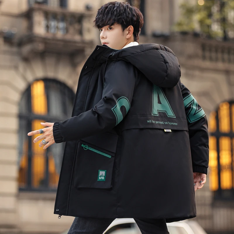 初中学生大童加厚棉袄冬季青少年棉衣外套男孩中长款潮牌保暖棉服