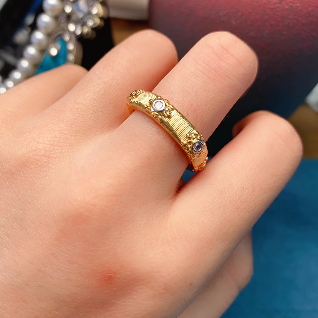 合成水晶 银色轻奢指环3020