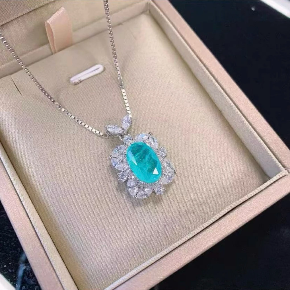 合成水晶WY-典藏奢品培育帕拉伊巴 精工合金吊坠9066