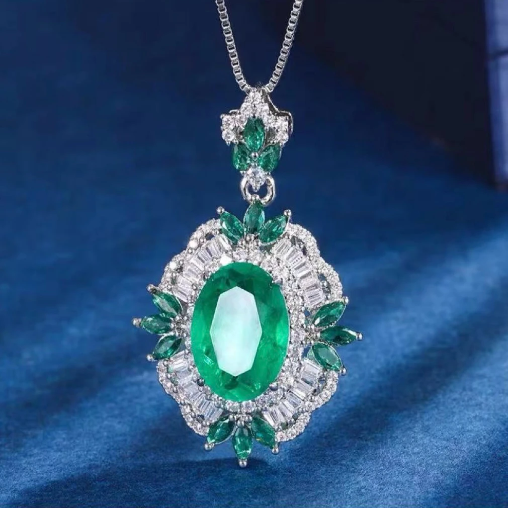 铜合金合成锆石吊坠 绿色时尚设计款吊坠9068