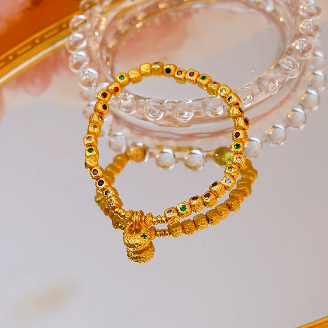 镀K金莫桑石手链 彩色方糖手链