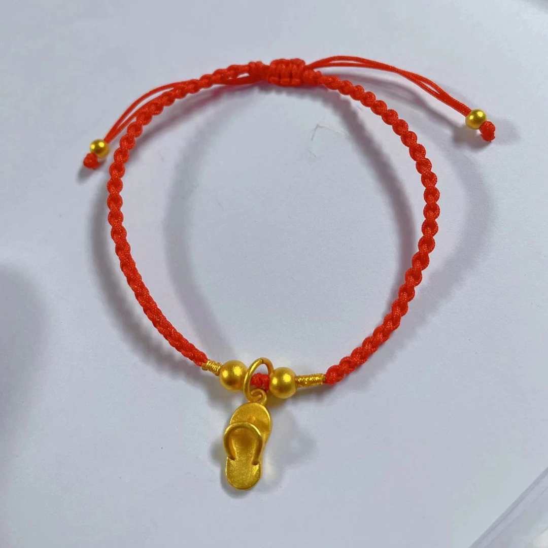 花萌 合金布艺脚链 红绳拖鞋脚链