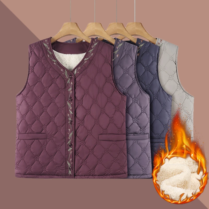 冬装老年人女马甲老奶奶胖妈妈加绒加厚坎肩2025保暖背心新款马夹