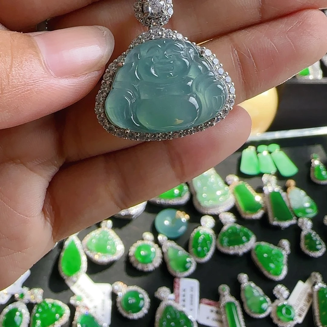 翡翠吊坠(不含链)银S925镶嵌吊坠