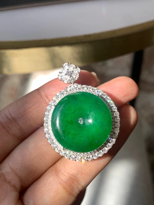 天然a货翡翠厚装大平安扣吊坠s925