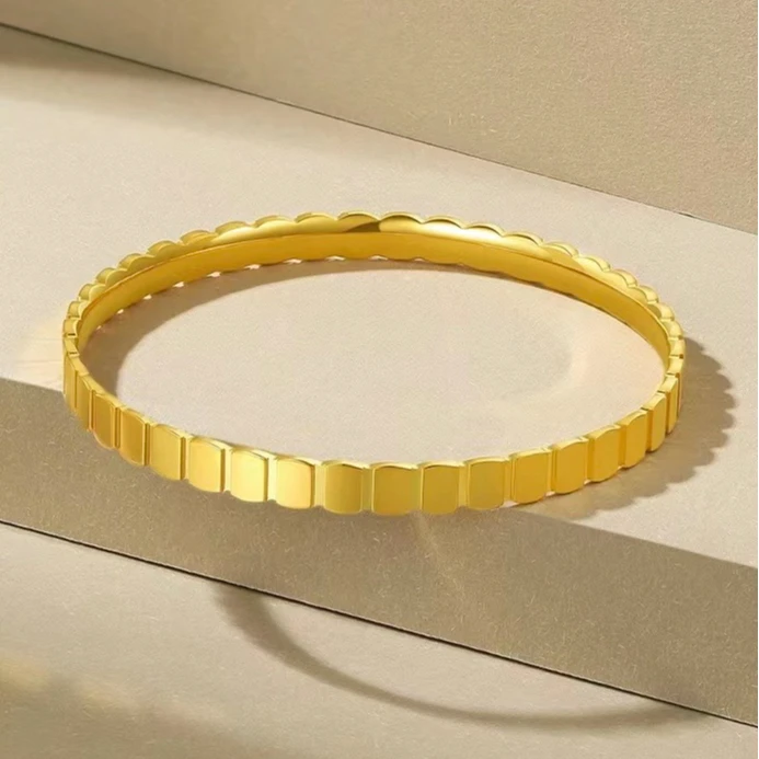 足银手镯 【菱形手镯】足银铸厚金时尚气质轻奢菱形蜂巢手镯精美