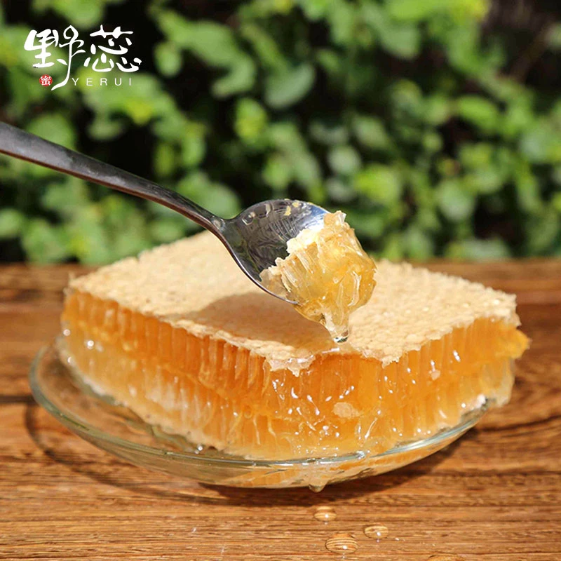 野蕊山花蜂巢蜜嚼着吃的蜂巢蜜封盖自然成熟野花百花花香蜂巢蜜