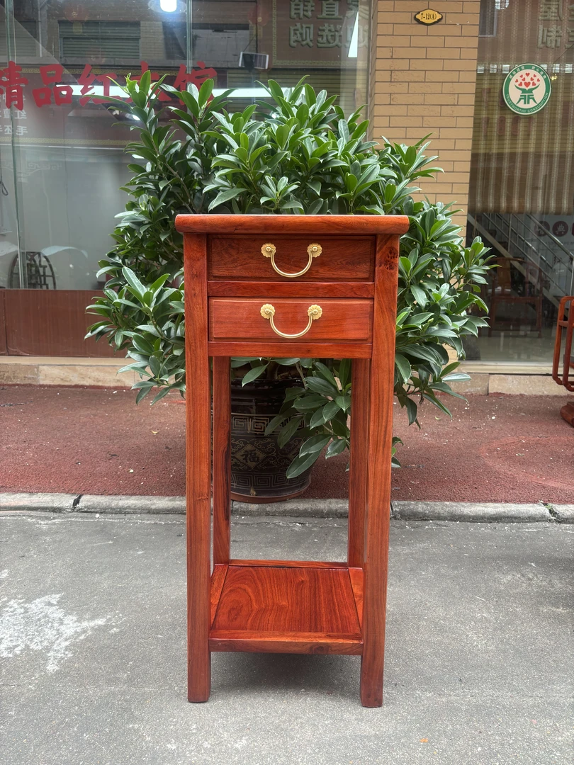 缅花双抽置物架 花架 长35CM-宽35CM-高80CM