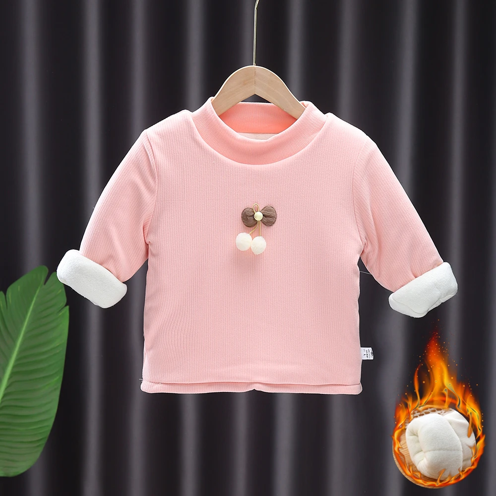 儿童20204新款袄胆加绒加厚女童保暖洋气宝宝打底三层加厚上衣潮