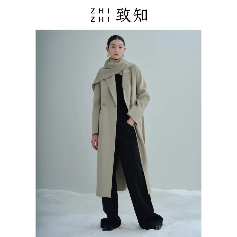 致知 远朝归 毛呢外套女冬季高级羊毛宽松双面呢大衣ZZ22WWW3104