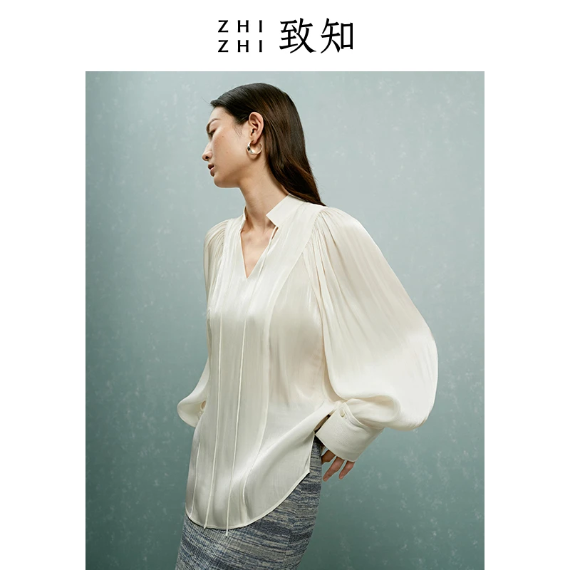 【雅然老师】致知 凌波曲 长袖衬衫女新款女装设计感ZZ23SWC9143