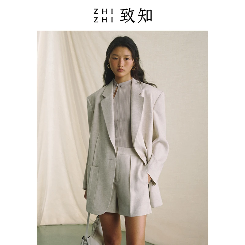 致知 惠兰芬 欧若风宽肩西装外套女2024春新款法国ZZ2DSWX9044
