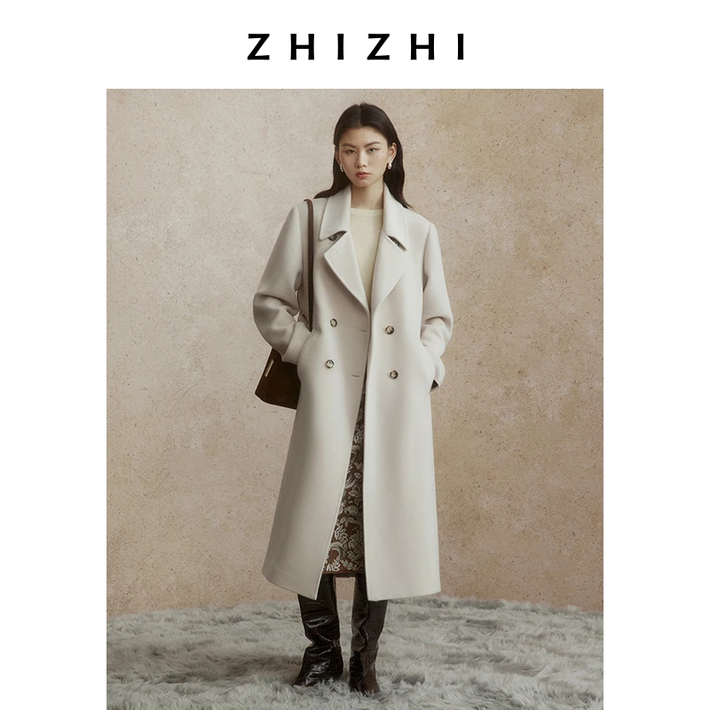 声声慢 风衣领毛呢大衣外套女24冬新款气质ZZ2DWWWZ006