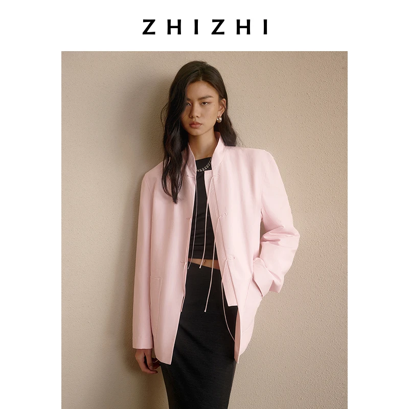 致知 江云 新中式外套女2024秋季新款气质休闲一字扣ZZ2DAWJ5012