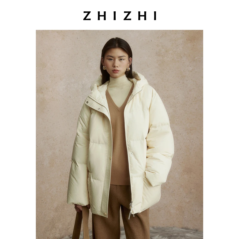 致知 万年歌 鹅绒连帽羽绒服24冬松弛保暖短款小个子ZZ2DWWYW012