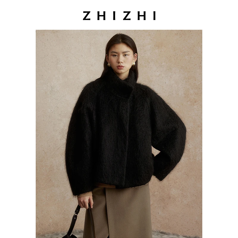 致知 双声莲子 休闲毛呢短款外套女24冬新款时尚简约ZZ2DWWWW089